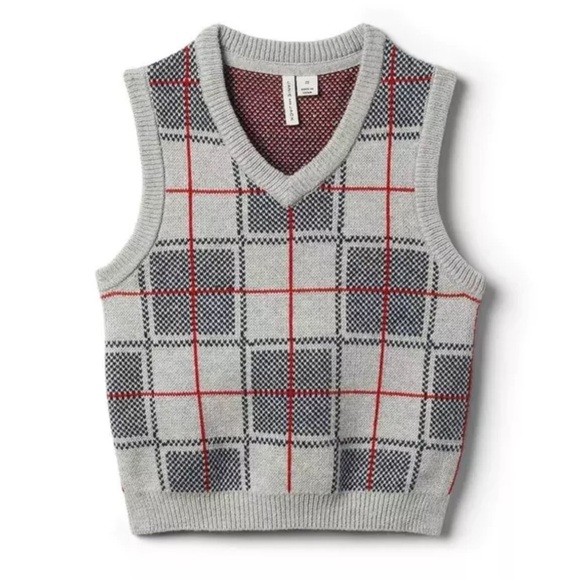 Janie and Jack Boys Plaid Sweater Vest - Picture 1 of 6